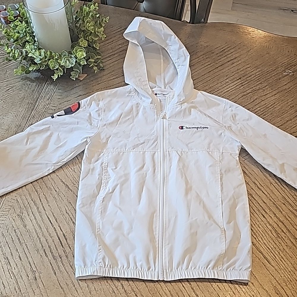 Boys Champion white wind breaker jacket size S